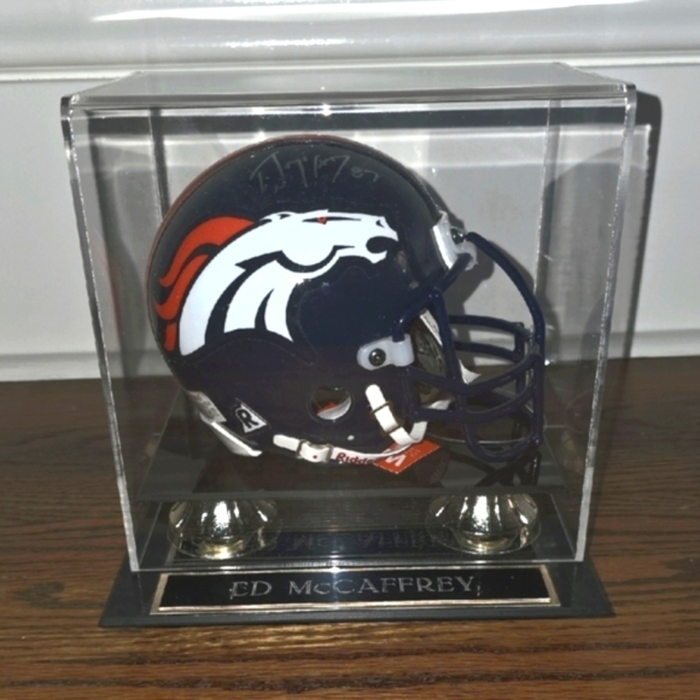 Ed McCaffrey Signed Riddell Speed Mini Helmet in Display Case - Picture 2 of 6